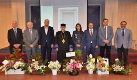 with the diplomatic staff of the Embassy attended the awarding ceremony and debut of “Armenian churches in Iran”, the book authored by Mrs. Sherly Avetyan.