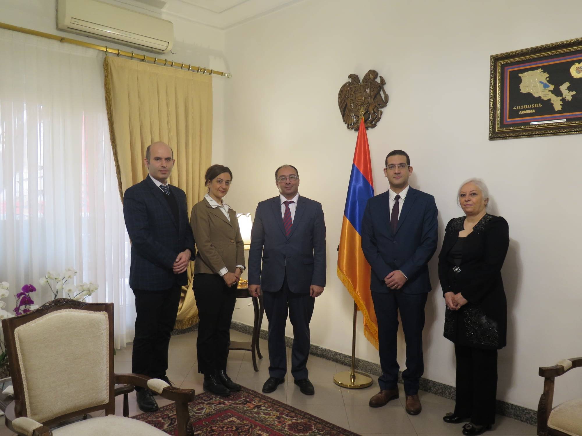 On January 27, Arsen Avagyan, Ambassador of the Republic of Armenia to the Islamic Republic of Iran, received Njdeh Mootafyan, Chairman of “Armenian General Benevolent Union” of Tehran, along with the members of the managing board of the Organization